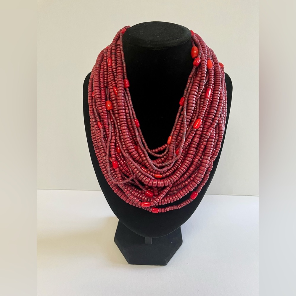 Monies vintage necklaces. Multistranded red